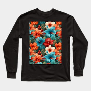 #30 Floral Pattern. Hibiscus Flower Pattern. Long Sleeve T-Shirt